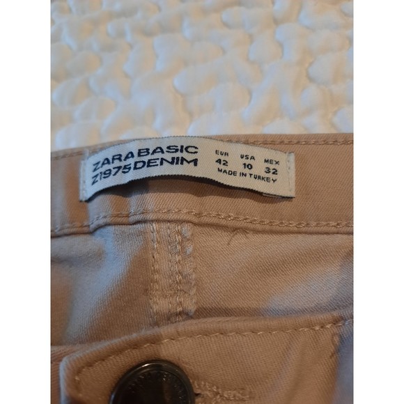 Zara Basic Beige Skinny Zippered Jeans Sz 10 - Picture 4 of 10